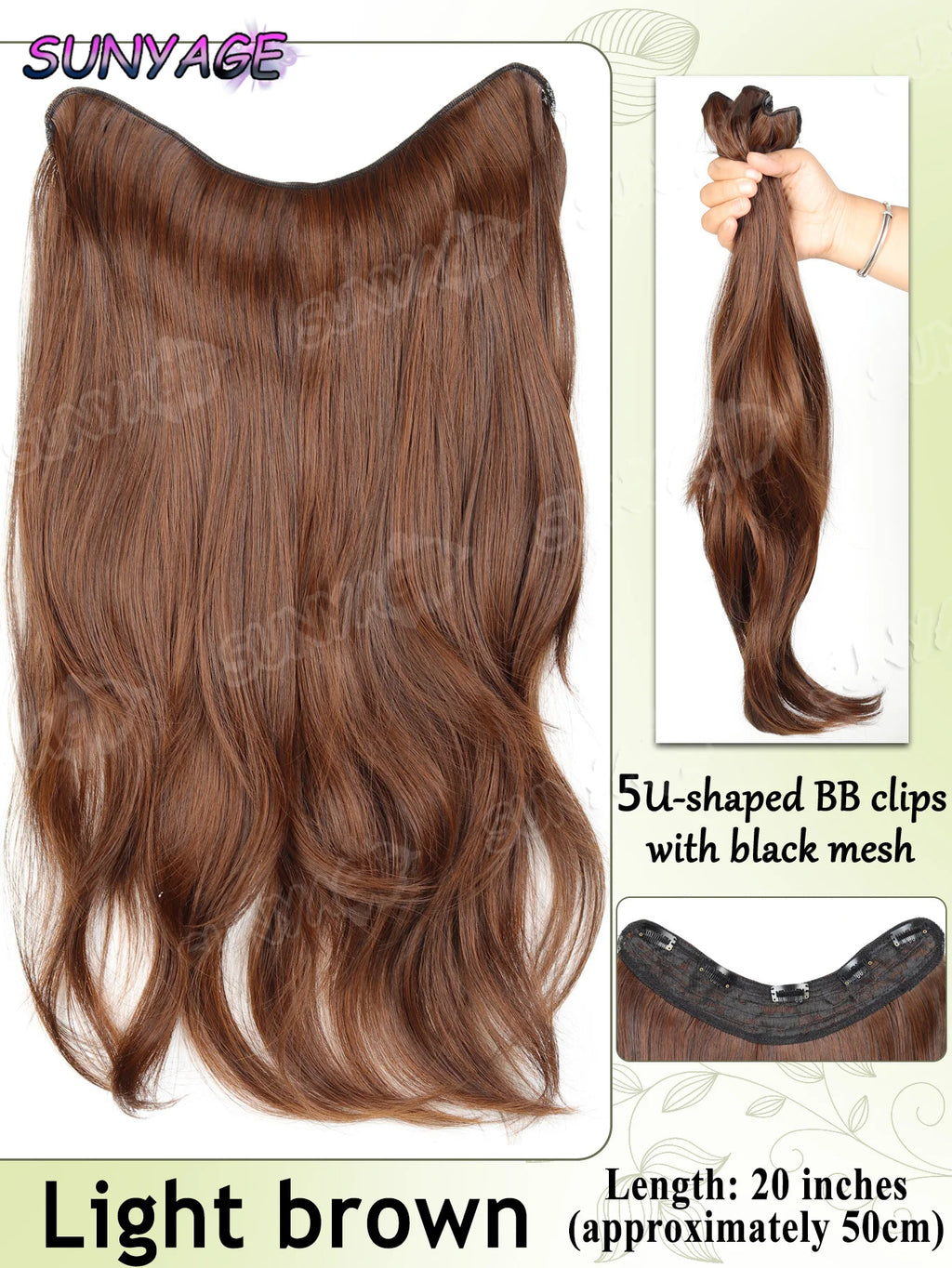 20" Synthetic Long Wavy Curly Hair Extensions