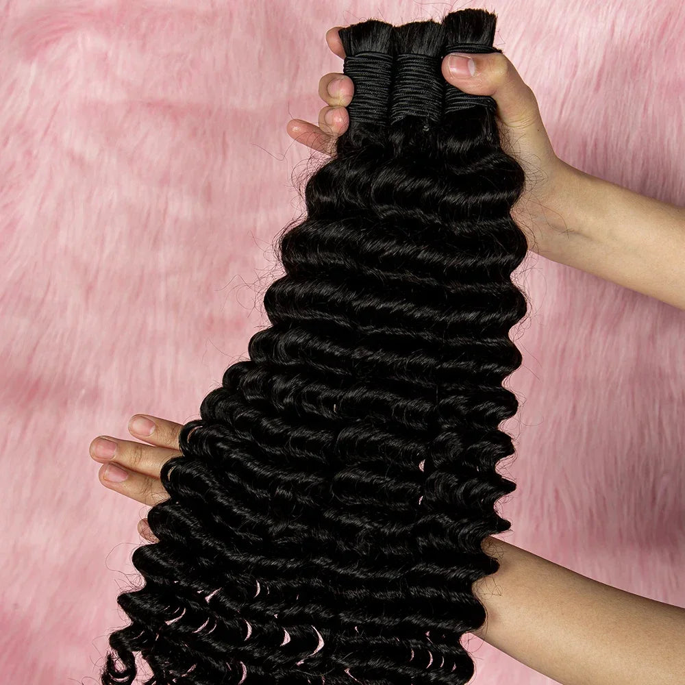 Deep Wave Bulk Hair Bundles for Braiding -  100% Human Hair
