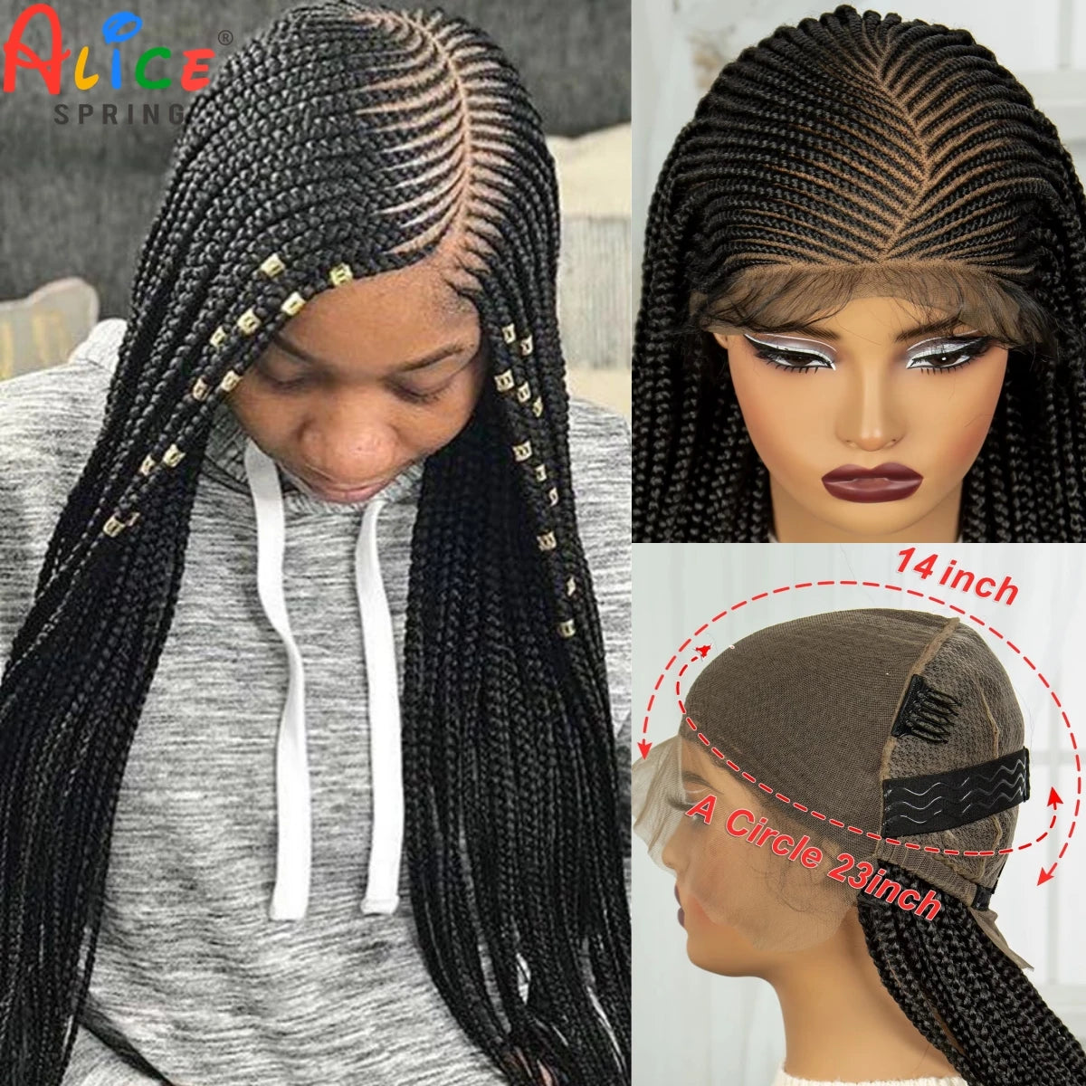 36" Braided Synthetic Lace Front Wig