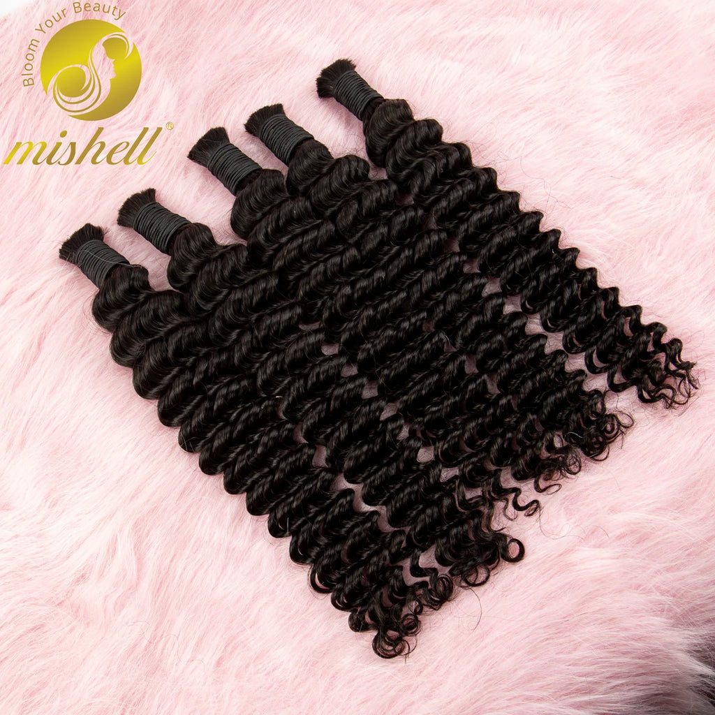 Deep Wave Bulk Hair Bundles for Braiding -  100% Human Hair