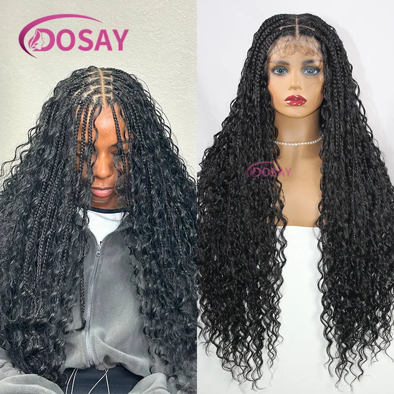White Knotless Braided Synthetic Lace Front Wig With Baby Hair
