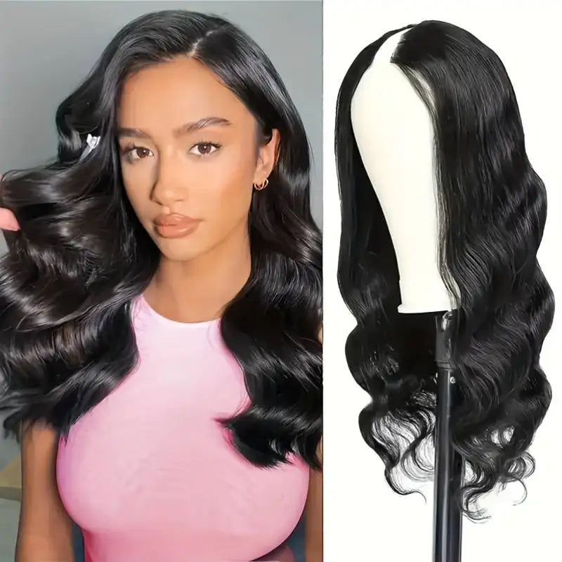 18" Body Wave V Part Human Hair Wig - Brazilian Hair Natural Color
