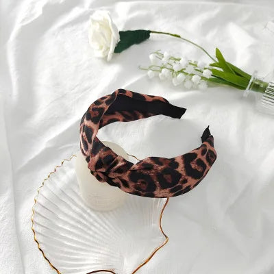Leopard Flannel Pearl Knotted Headband
