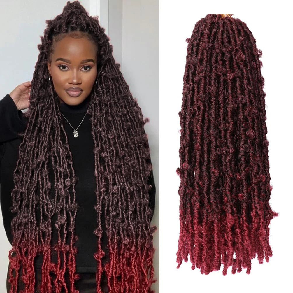 22" Synthetic Butterfly Locs Crochet Hair (Pre Looped) - Long Natural Distressed 6 packs