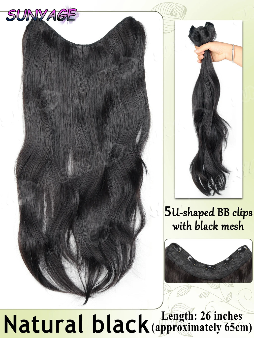 20" Synthetic Long Wavy Curly Hair Extensions