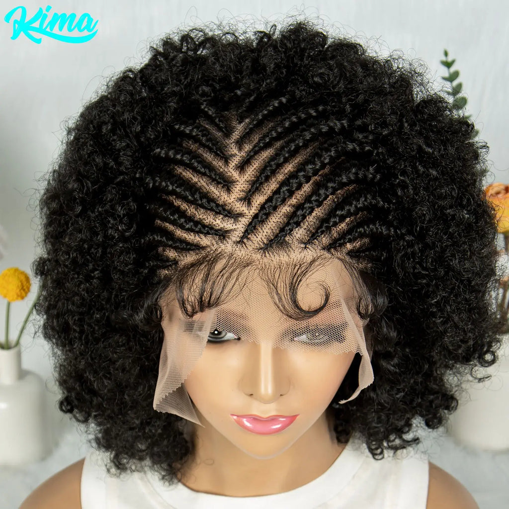 Kinky Curly Braided Cornrow Synthetic Wig