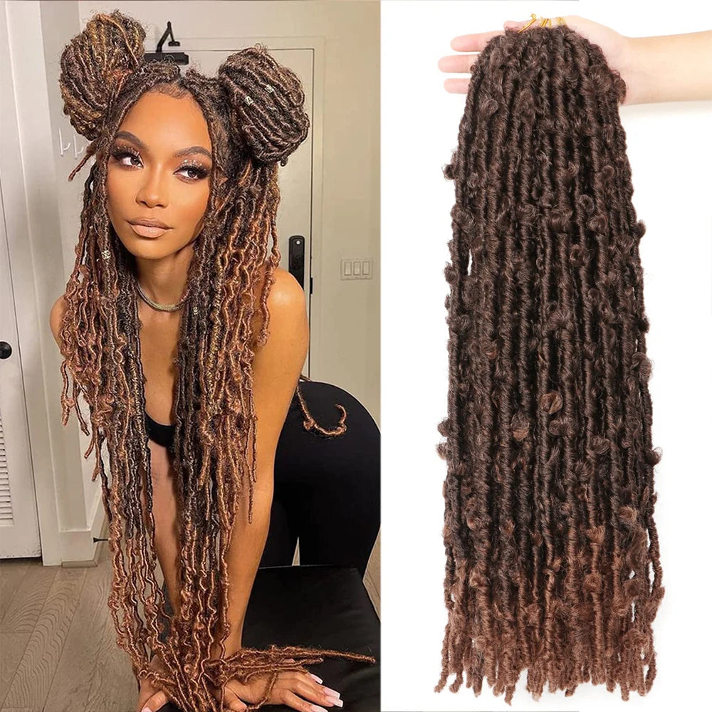22" Synthetic Butterfly Locs Crochet Hair (Pre Looped) - Long Natural Distressed 6 packs