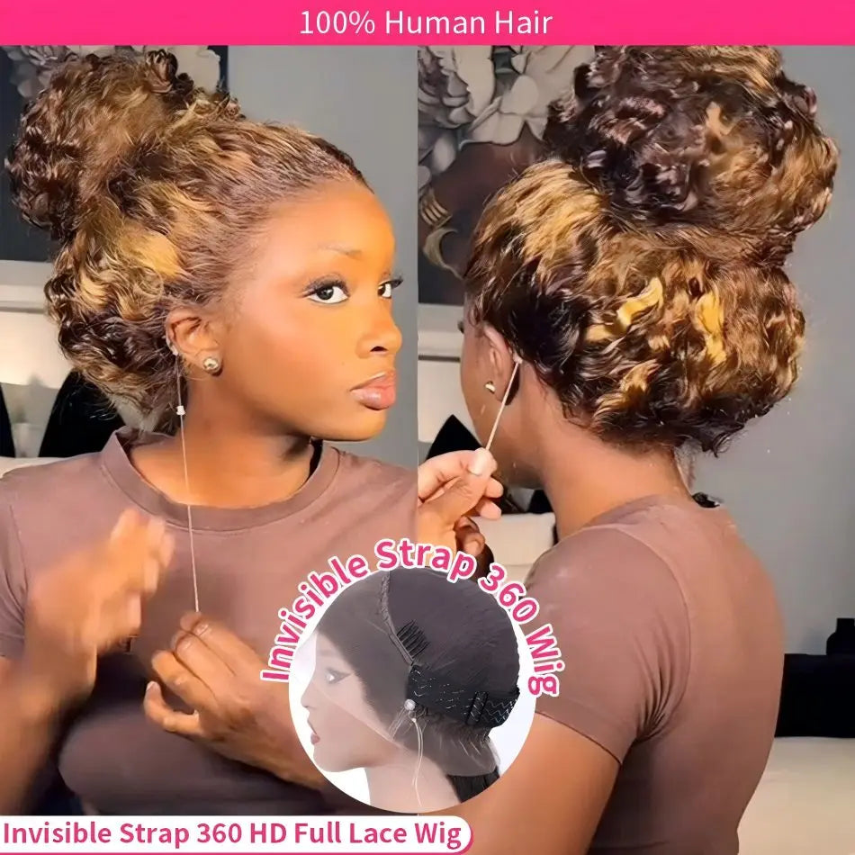 Honey Blonde Deep Wave Lace Front Human Hair Wig