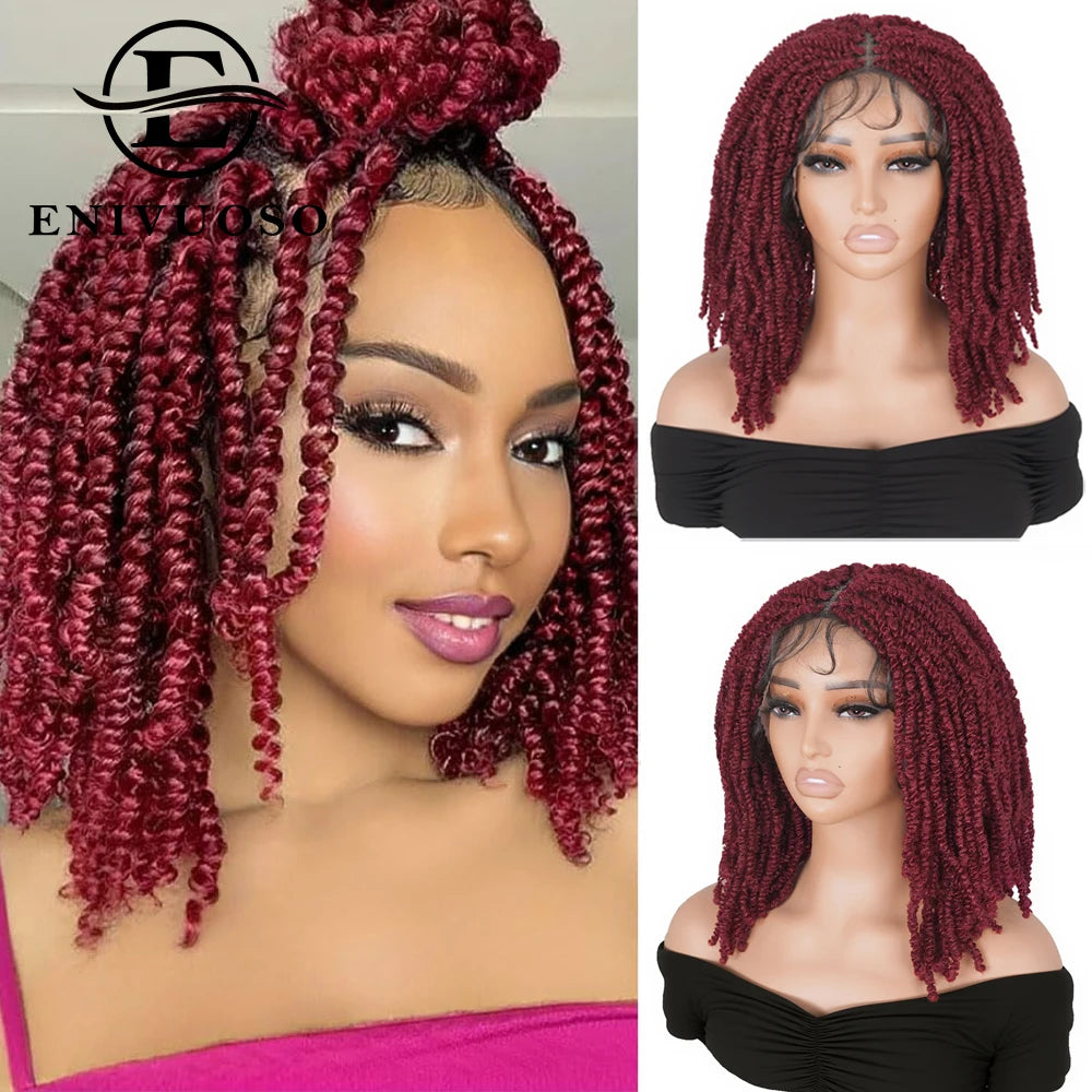 Honey Blonde Short Braided Full Lace Synthetic Wig - Spring Twist Double Lace With Baby Hair