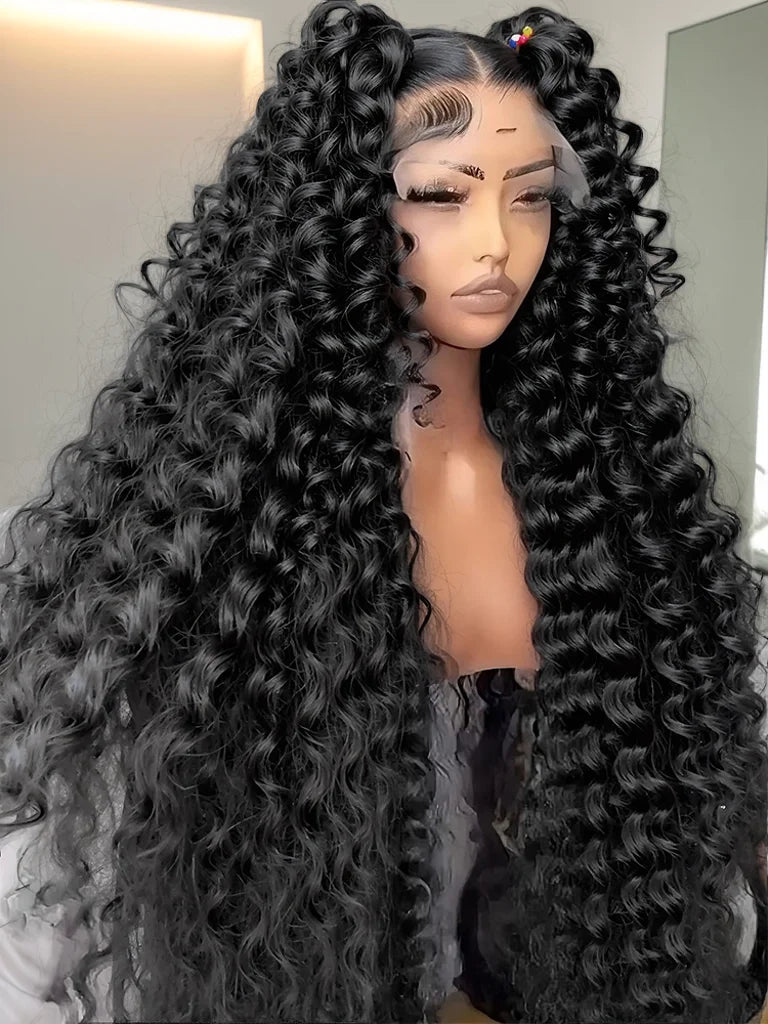 40" Loose Deep Wave Curly Human Hair Lace Front Wig