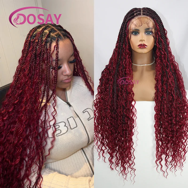 White Knotless Braided Synthetic Lace Front Wig With Baby Hair